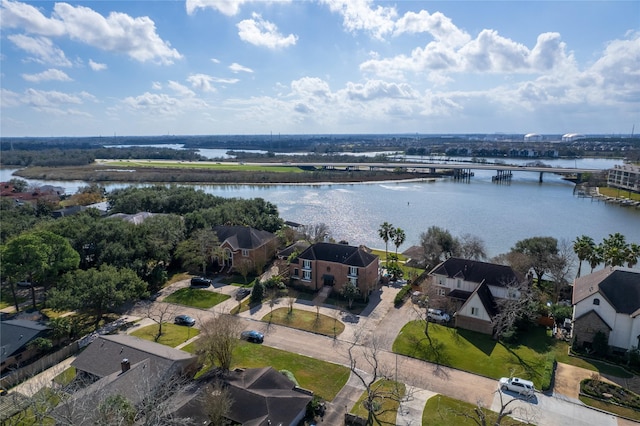 bird's eye view featuring a water view