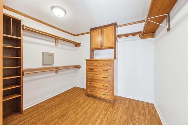 spacious closet with light wood-style floors