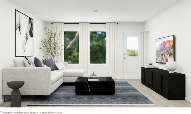 living area with wood finished floors