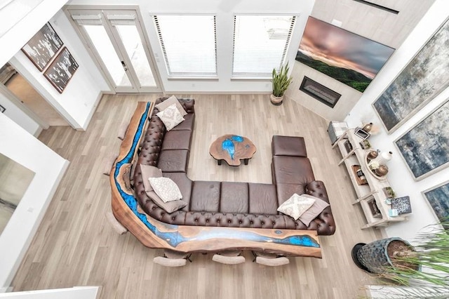 living room featuring plenty of natural light and wood finished floors