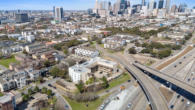 bird's eye view with a city view