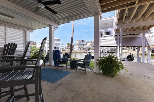 view of patio with ceiling fan