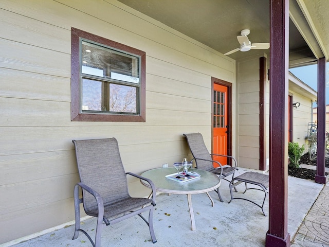 view of patio with ceiling fan