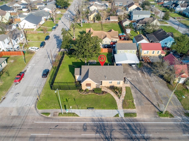 aerial view with a residential view