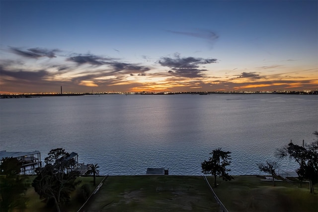 view of water feature featuring a boat dock