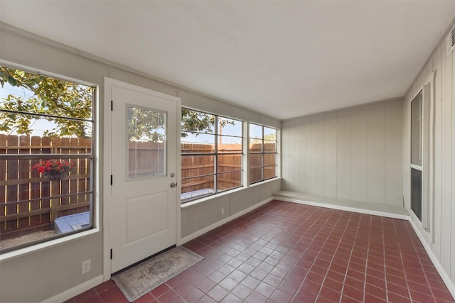 view of unfurnished sunroom