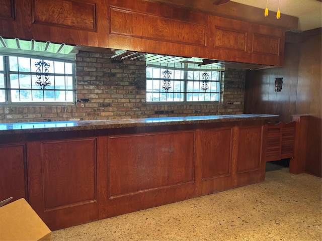 kitchen with brown cabinets