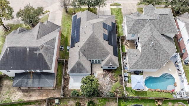 drone / aerial view with a residential view