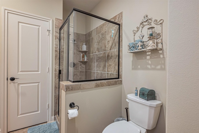 bathroom with toilet and a shower stall