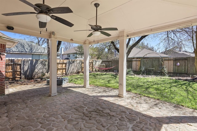 view of patio featuring a fenced backyard