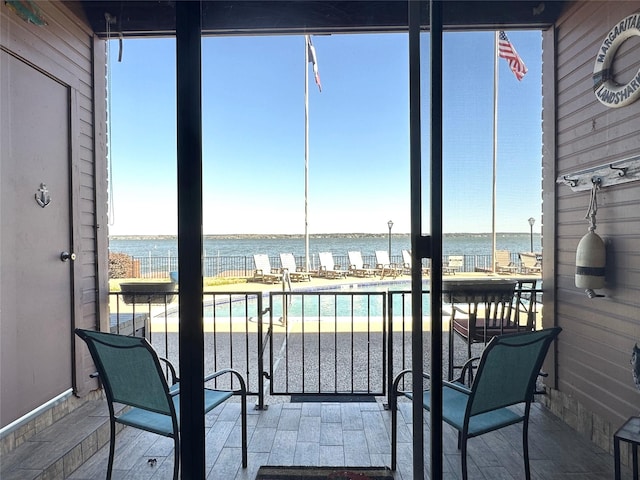 balcony with a water view