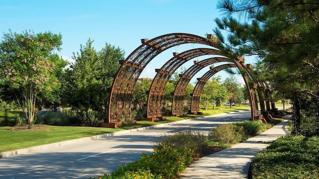 view of property's community with a yard