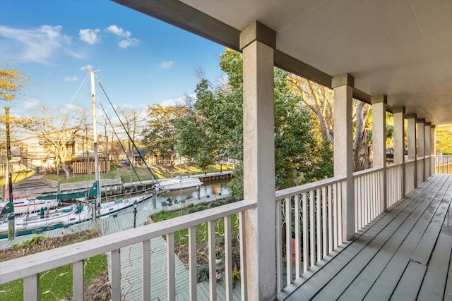 deck with a water view