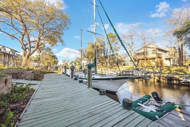 view of dock featuring a water view