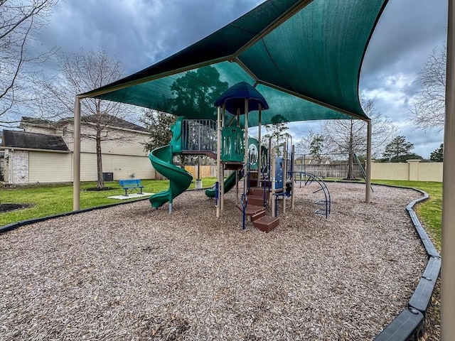 community play area featuring fence