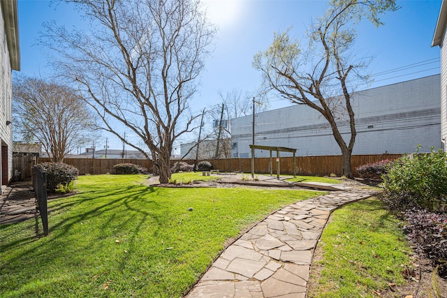 view of yard featuring a fenced backyard