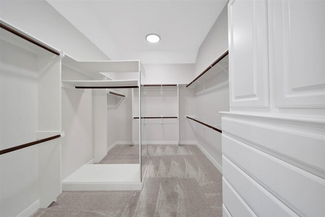 spacious closet featuring light carpet