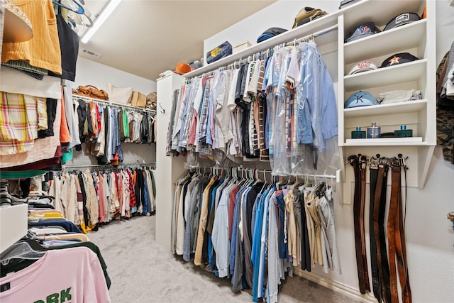 spacious closet featuring carpet floors and visible vents