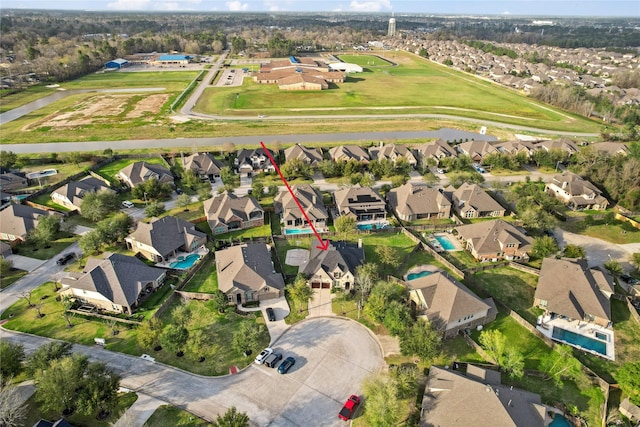 bird's eye view with a residential view