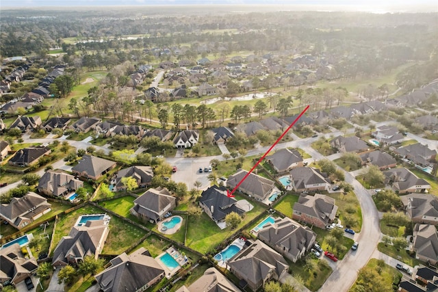 aerial view featuring a residential view