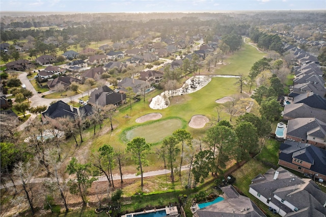 bird's eye view featuring a residential view and golf course view