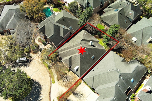 drone / aerial view featuring a residential view