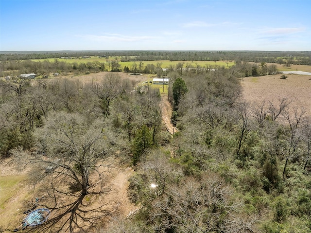 birds eye view of property featuring a rural view