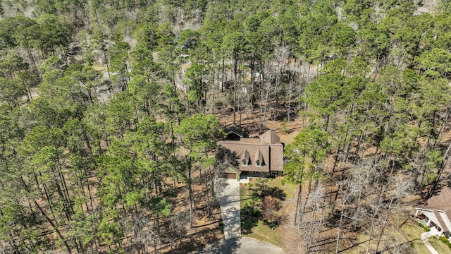 aerial view with a wooded view