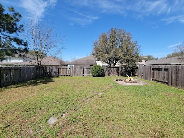 view of yard with a fenced backyard