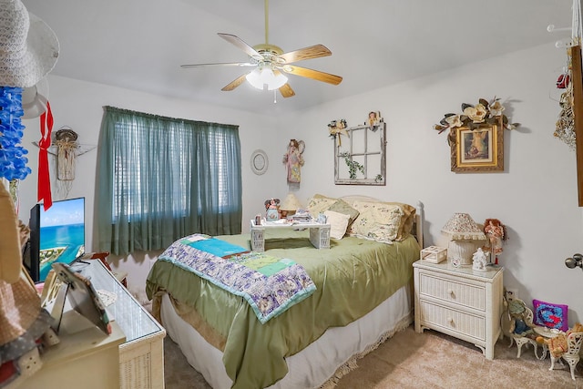 bedroom with carpet and ceiling fan