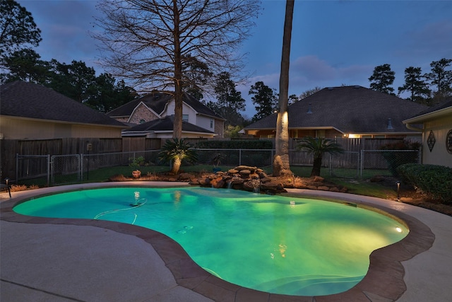 view of swimming pool with a fenced in pool, a gate, and a fenced backyard