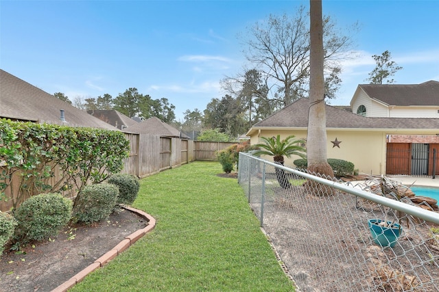 view of yard featuring a fenced backyard