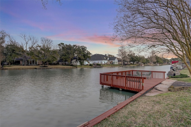 view of dock featuring a water view