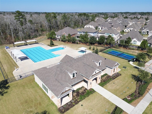 aerial view featuring a residential view