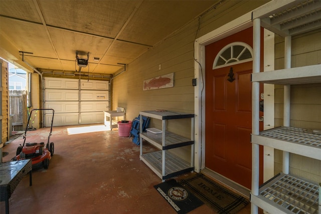 garage with a garage door opener