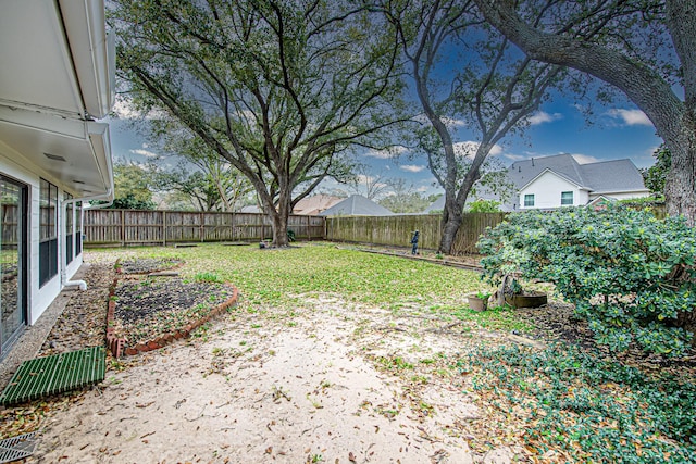 view of yard featuring a fenced backyard