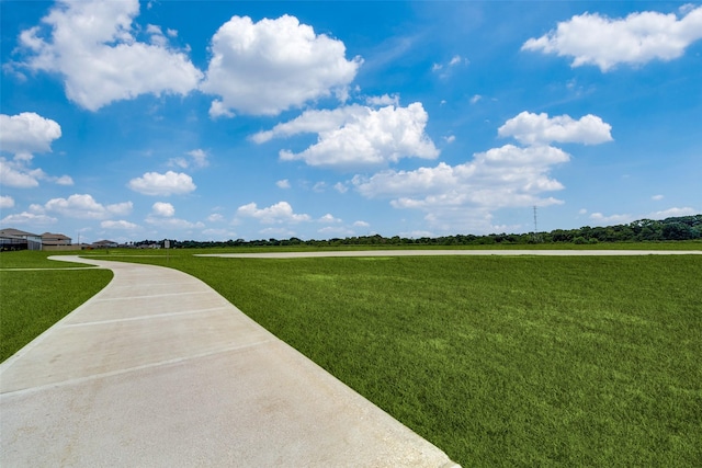 view of property's community featuring a lawn