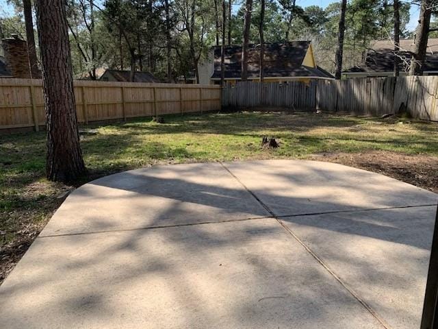 view of yard featuring a fenced backyard and a patio