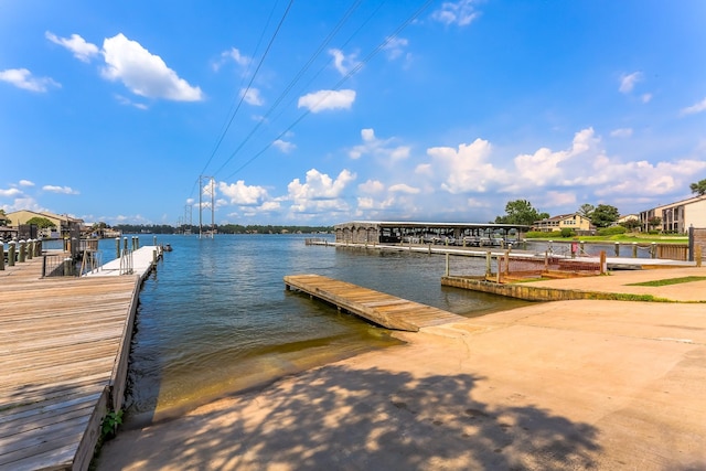 view of dock featuring a water view