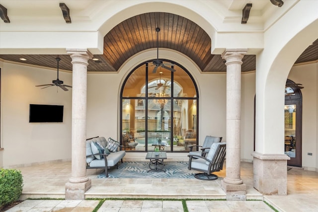 view of patio with ceiling fan