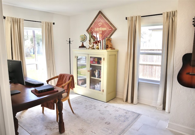 home office with baseboards