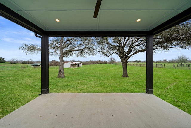 view of patio featuring a rural view