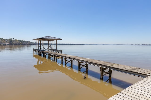 view of dock featuring a water view