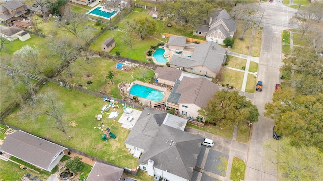 drone / aerial view with a residential view