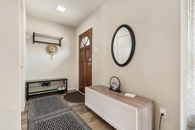 entrance foyer with dark wood-style flooring