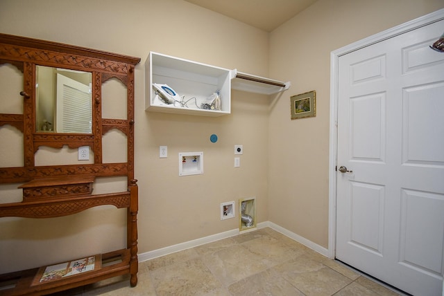 washroom featuring laundry area, baseboards, washer hookup, and electric dryer hookup