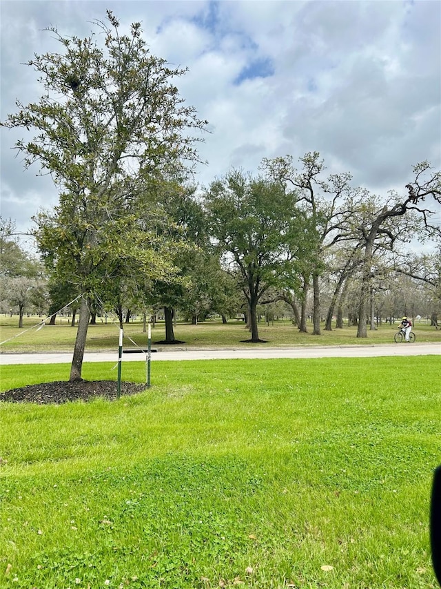 view of property's community with a lawn