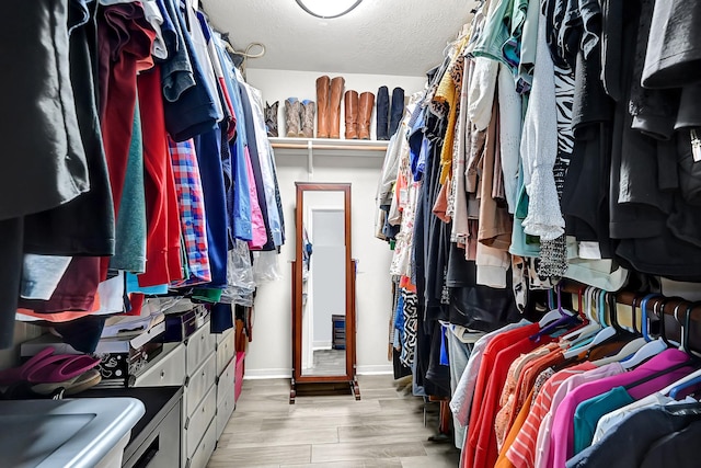 spacious closet with wood finished floors