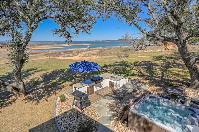 206 County Road 142, Burnet, TX 78611 - birds eye view of property featuring a water view