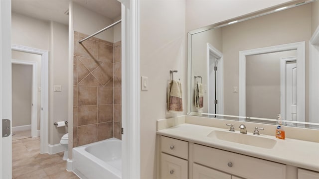 44 Tall Trl, Missouri City, TX 77459 - full bathroom with tile patterned floors, toilet, shower / bathtub combination, baseboards, and vanity